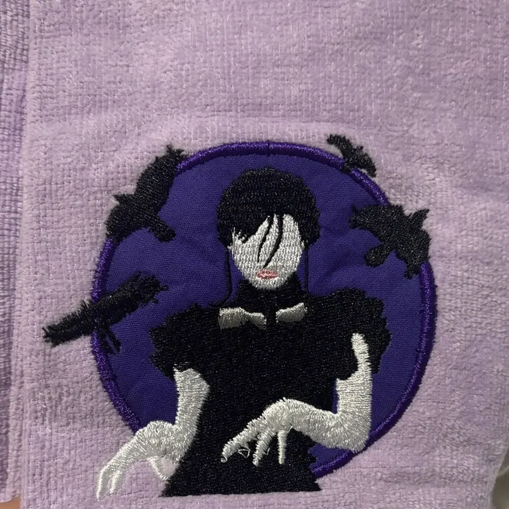 Purple Hand Towels with Gothic Design Wednesday Adam’s look alike Adam’s family